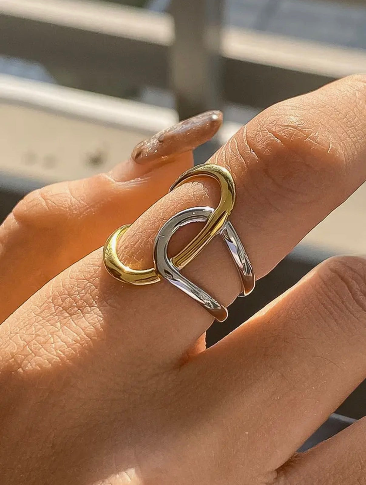 Lior 18K Gold Non-Tarnish Abstract Two Tone Ring