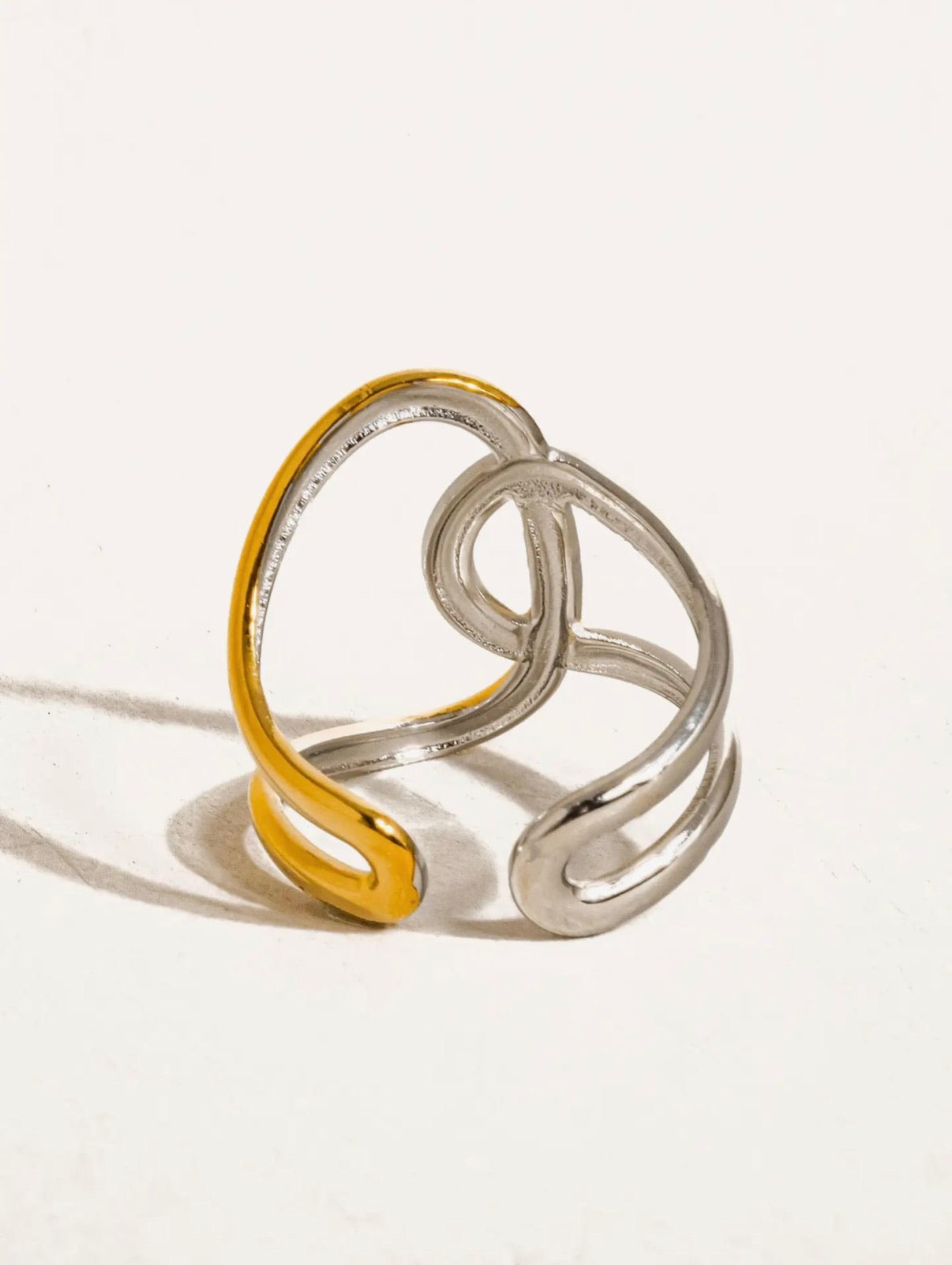Lior 18K Gold Non-Tarnish Abstract Two Tone Ring