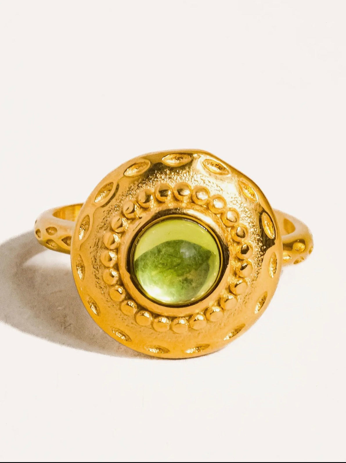 Malin 18K Gold Non-Tarnish Round Stone Ring