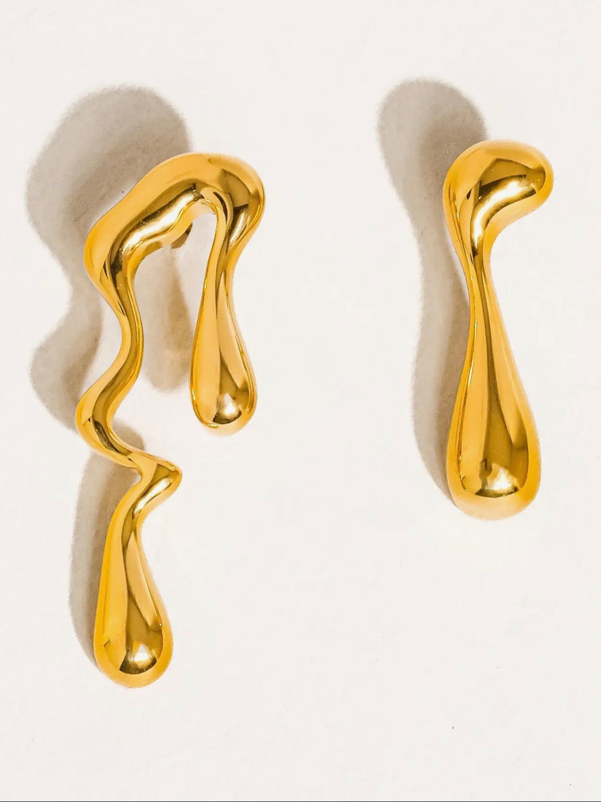 Roma 18K Non-Tarnish Mismatch Melted Earrings - * 2 Colors *