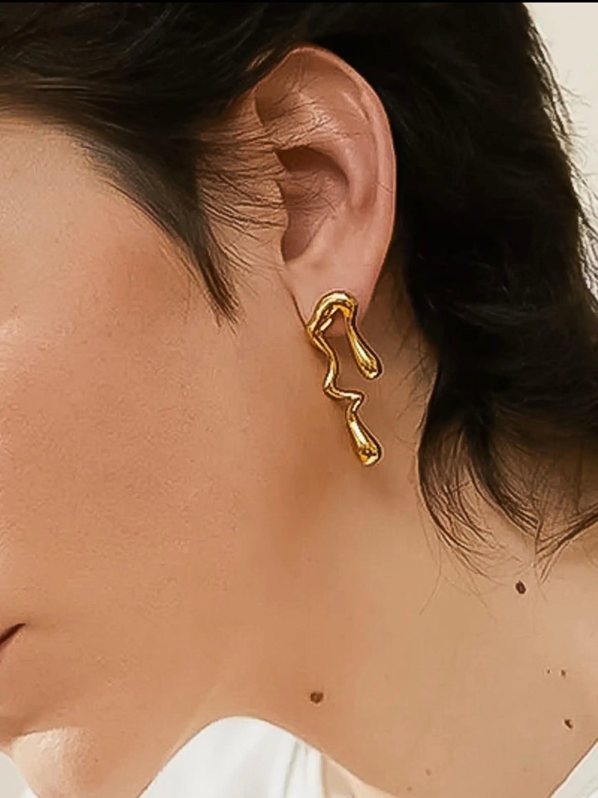 Roma 18K Non-Tarnish Mismatch Melted Earrings - * 2 Colors *