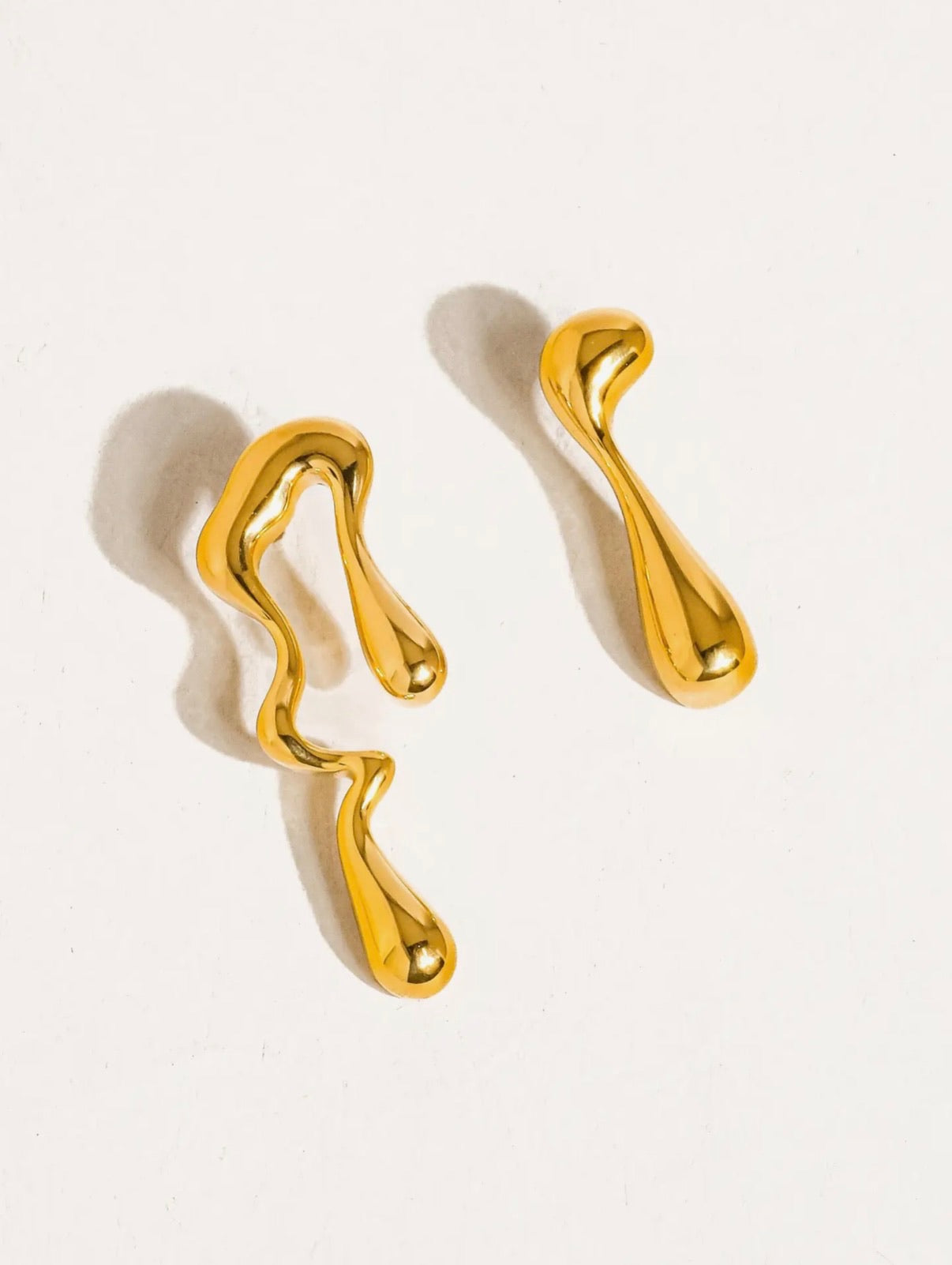 Roma 18K Non-Tarnish Mismatch Melted Earrings - * 2 Colors *