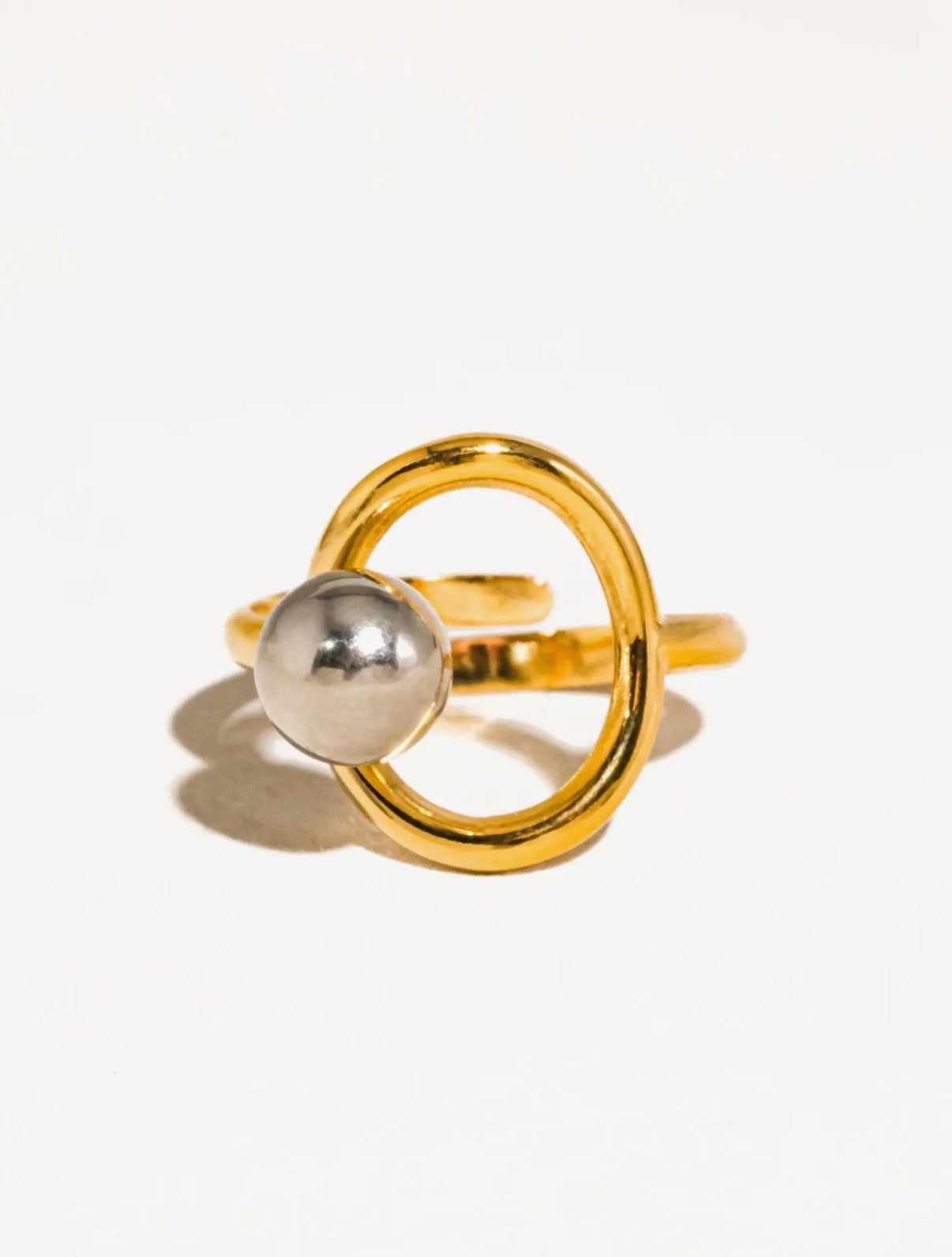 Sibylle 18K Gold Non-Tarnish Two Tone Round Ring