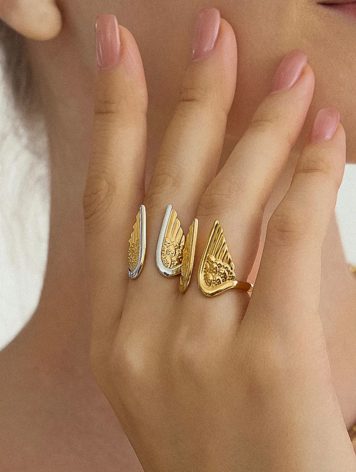 Silvane 18K Gold Non-Tarnish Angel Wing Ring - * 2 Colors *
