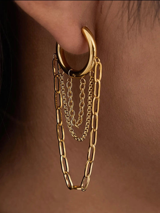 Vianne 18K Gold Non-Tarnish Multi Chain Drop Earrings