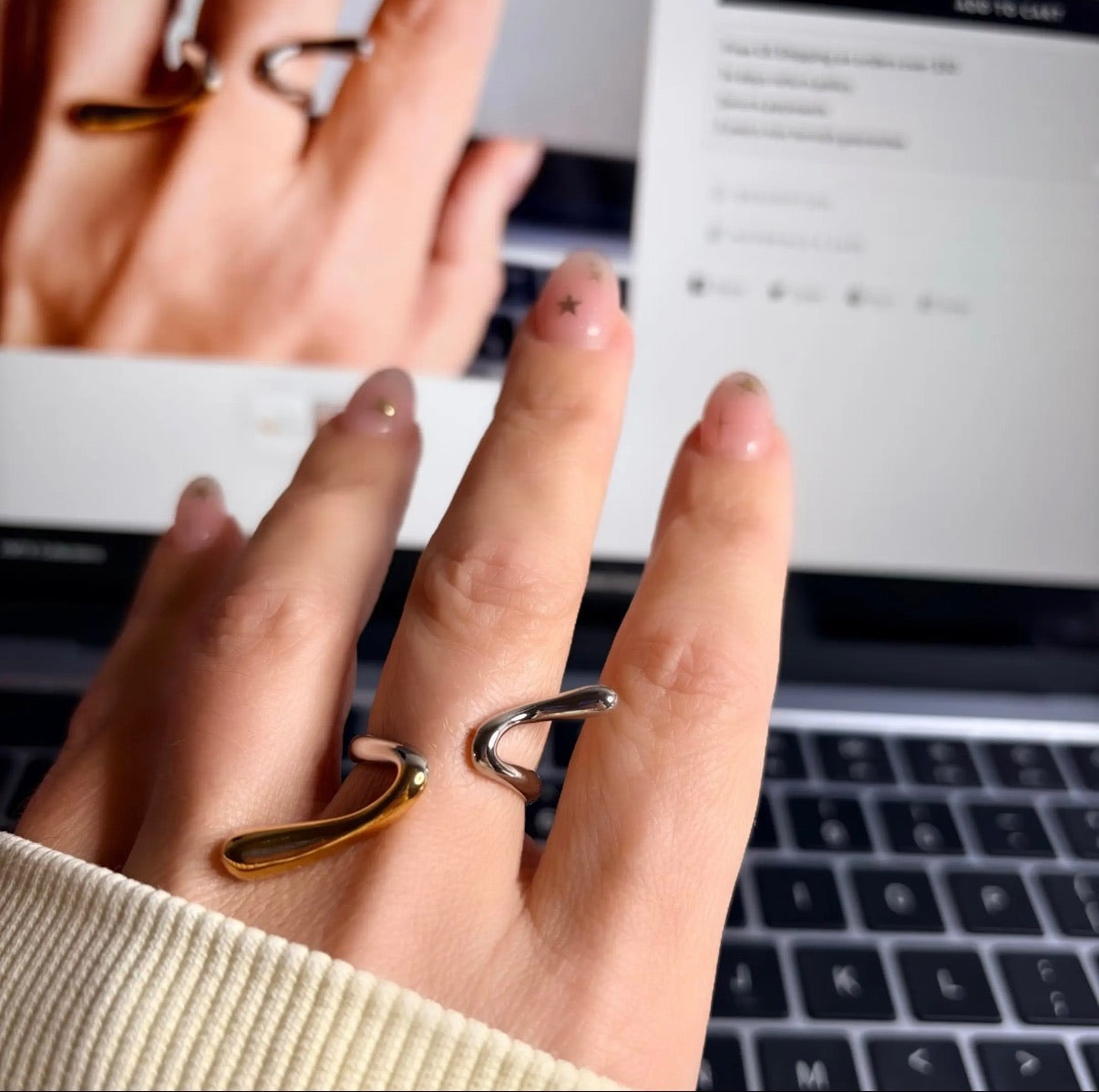 Anya Open Ends Two Tone Geometric Ring
