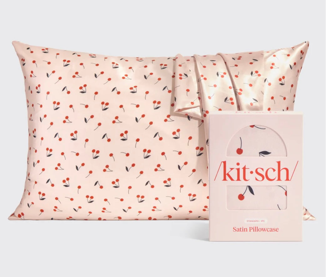Kitsch Satin Pillowcase in Cherry Print- * 2 Sizes *
