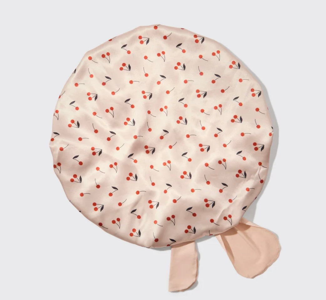 Kitsch Cherry Print Oversized Satin Bonnet
