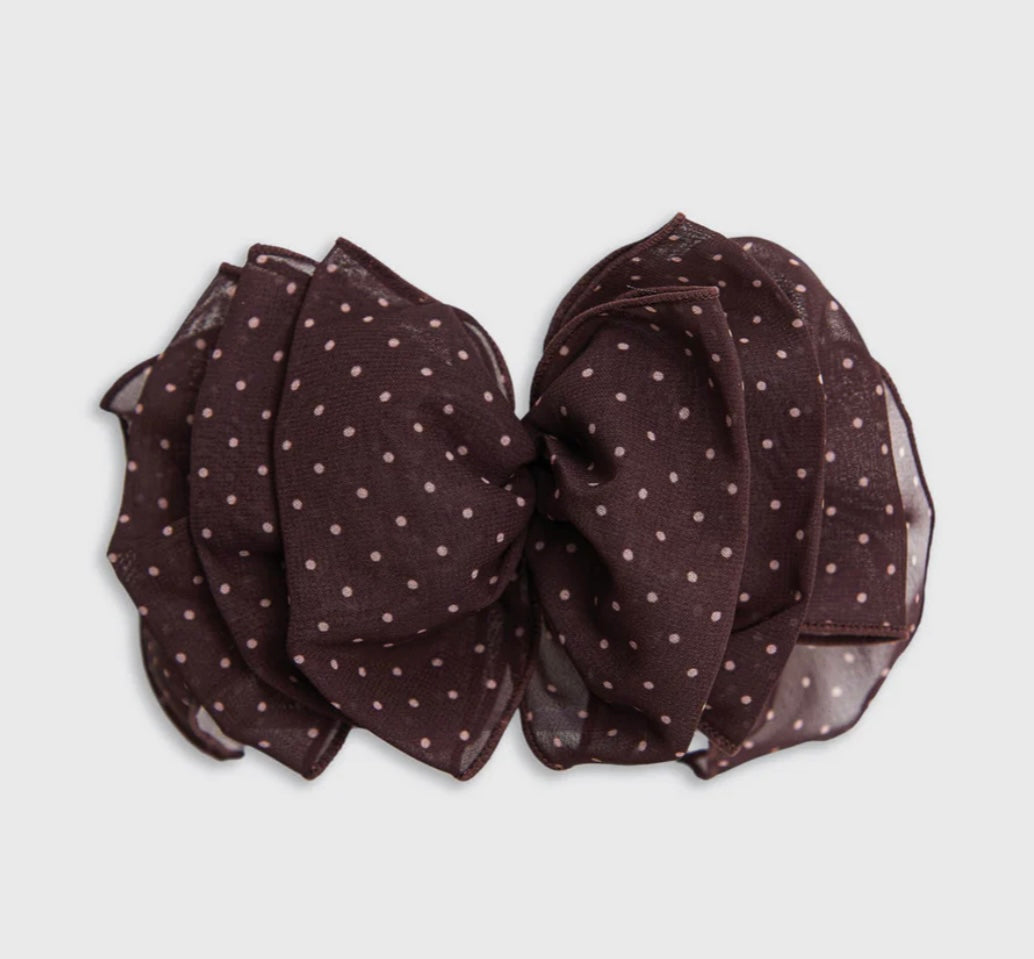 Kitsch Recycled Chiffon Polka Dot Bow Barrette