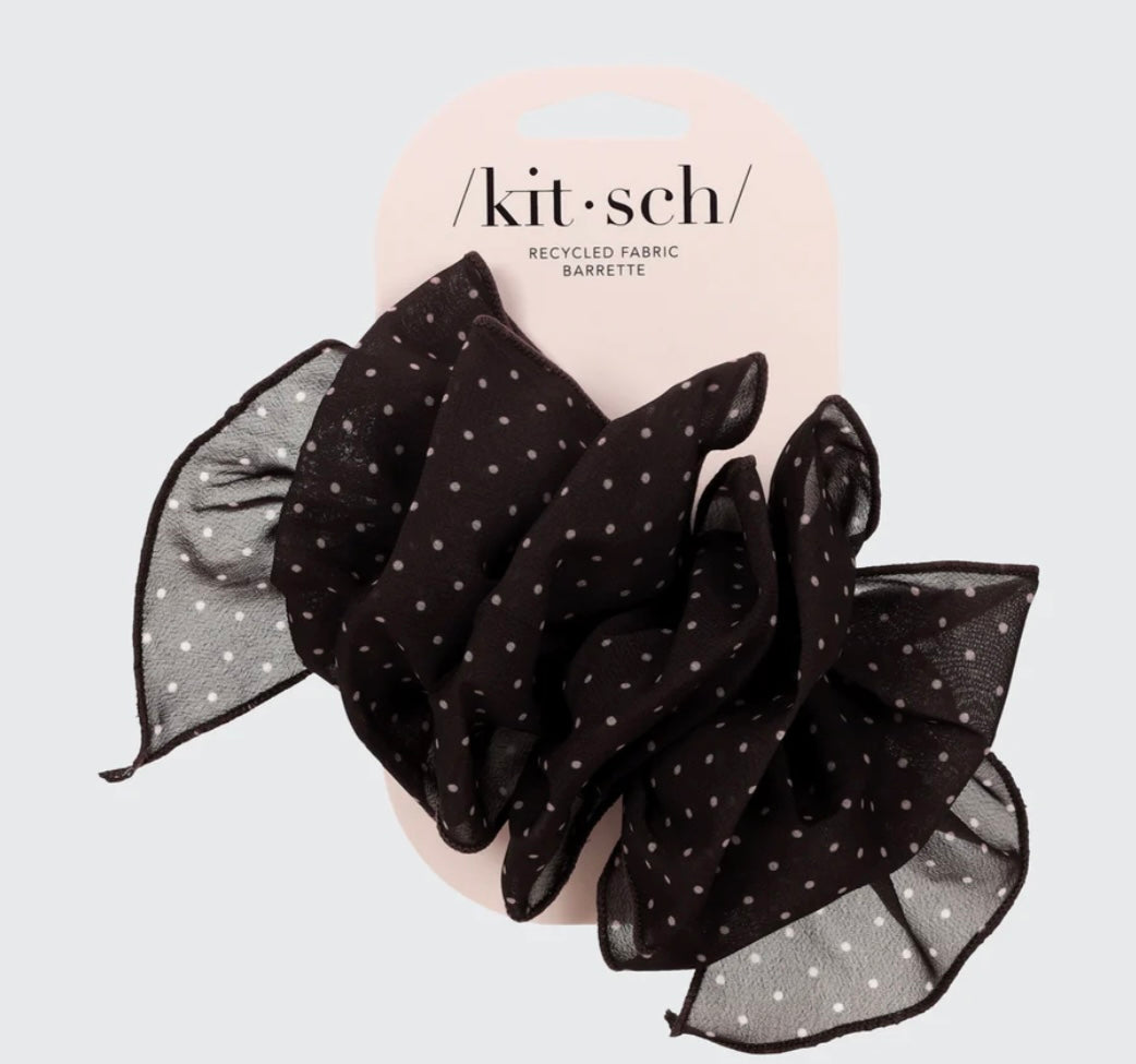 Kitsch Recycled Chiffon Polka Dot Bow Barrette