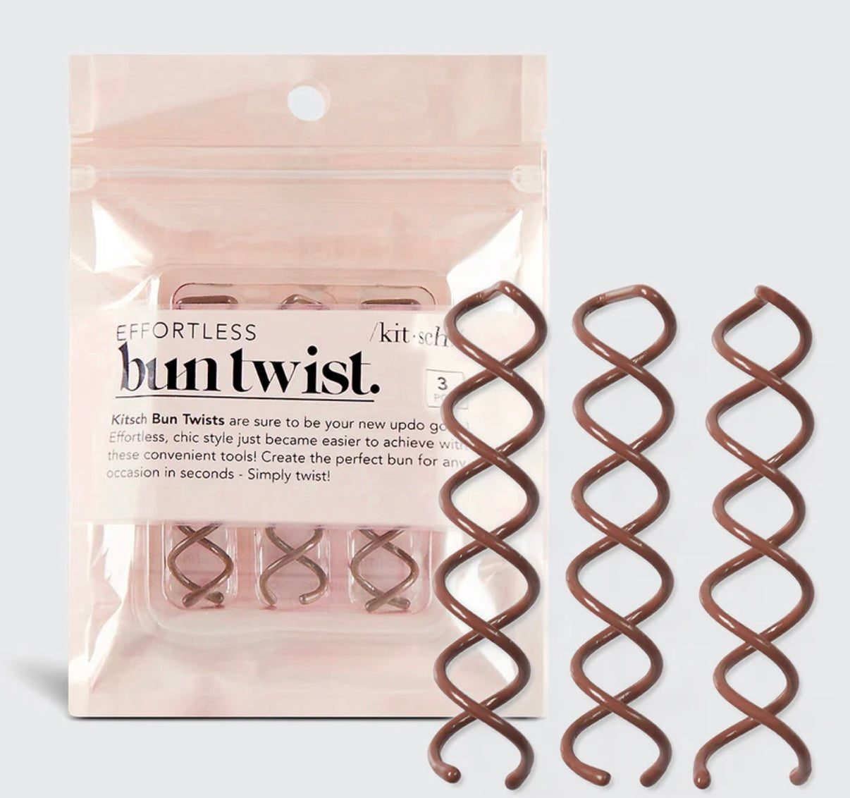 Kitsch Brown Bun Twists 3pc Set