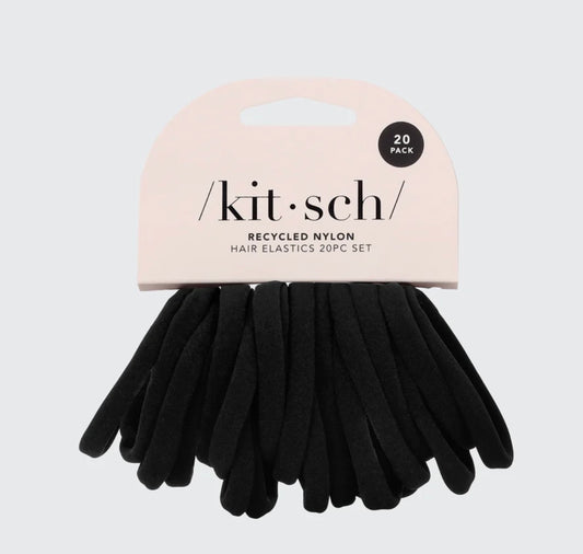 Kitsch Black Elastic Hair Ties 20pc Set