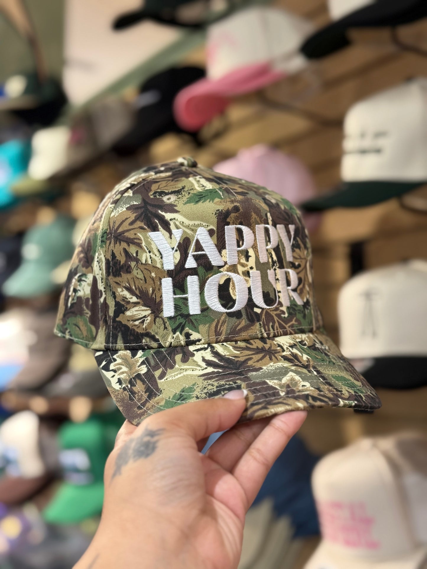 Yappy Hour Camo Trucker Hat