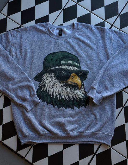 Vintage Philadelphia Eagles Head Crewneck - Heather Grey