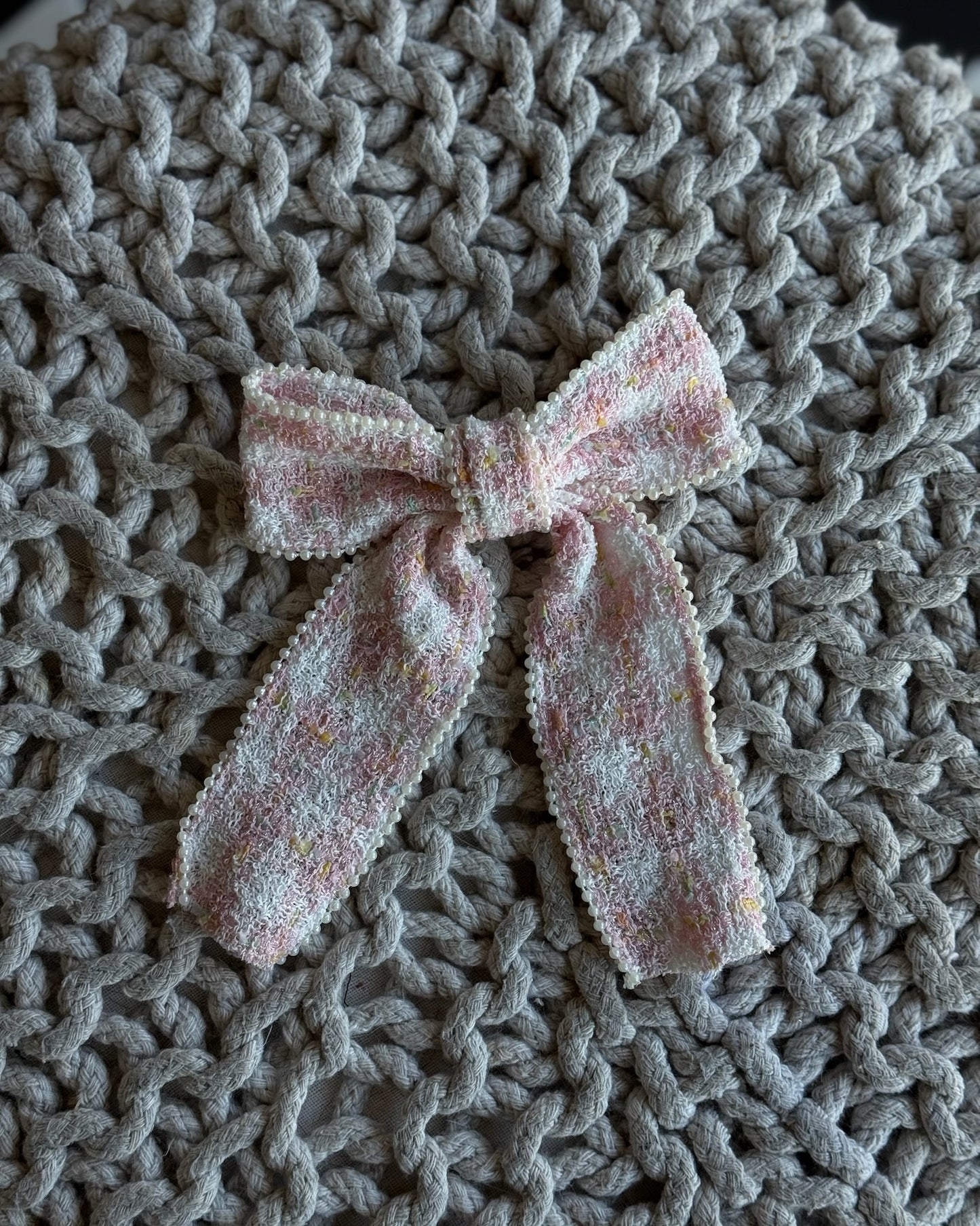 Soft Tweed Bow Barrettes * Multiple Colors *