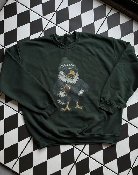 Flyin' Fresh Vintage Philadelphia Eagles Crewneck - Forest Green