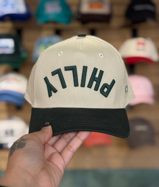 Upside Down Philly Khaki & Hunter Green Hat