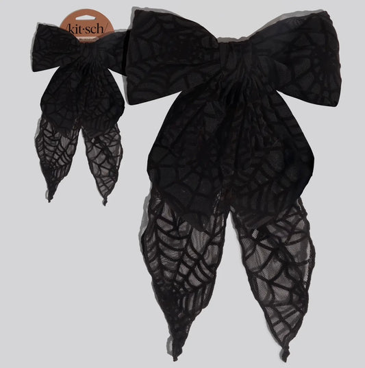 Kitsch Oversized Bow Hair Clip - Spiderweb