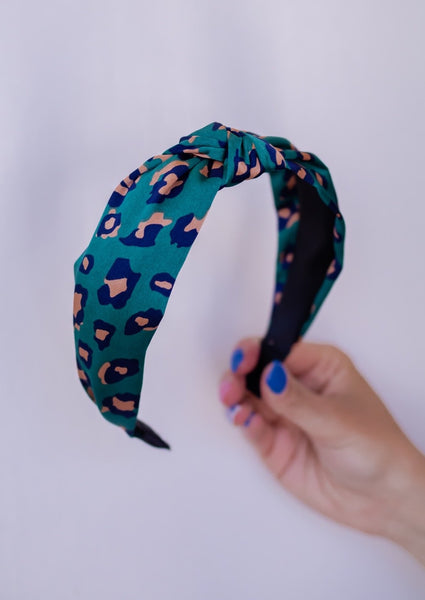 Silk Cheetah Headband *Blue*