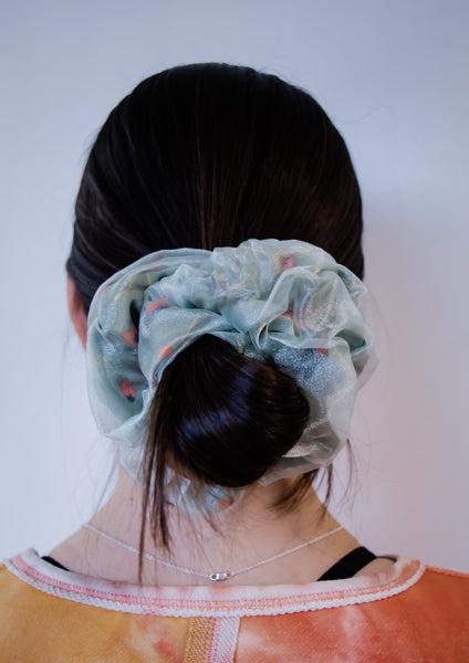 Dual Fabric Floral Jumbo Scrunchie *Mint*