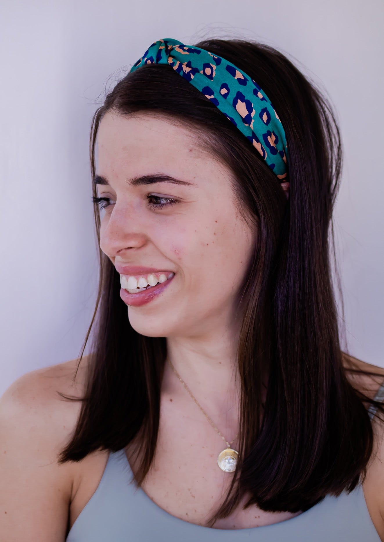 Silk Cheetah Headband *Blue*