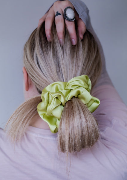 Silk Jumbo Scrunchie *Spring Collection* - Lime