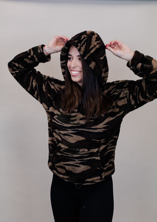 So Delish Teddy Camo Pullover