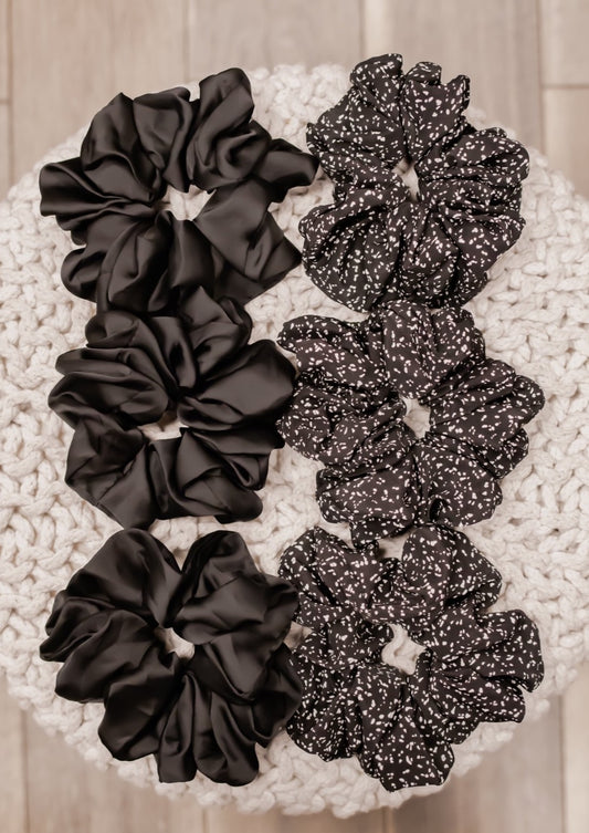 Black & Polka Dot Jumbo Scrunchie Set