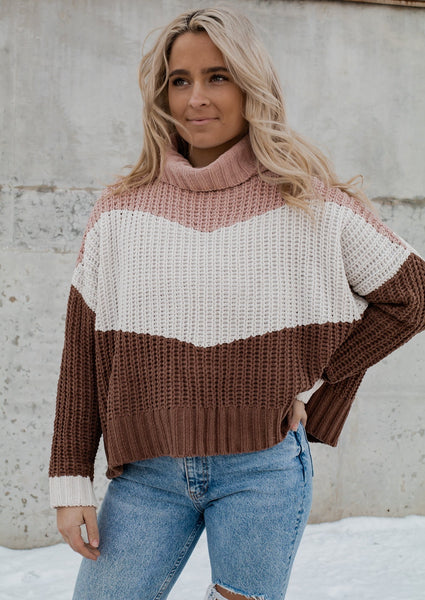 Picture Me Perfect Turtle Neck Knit Sweater - Canyon Rose