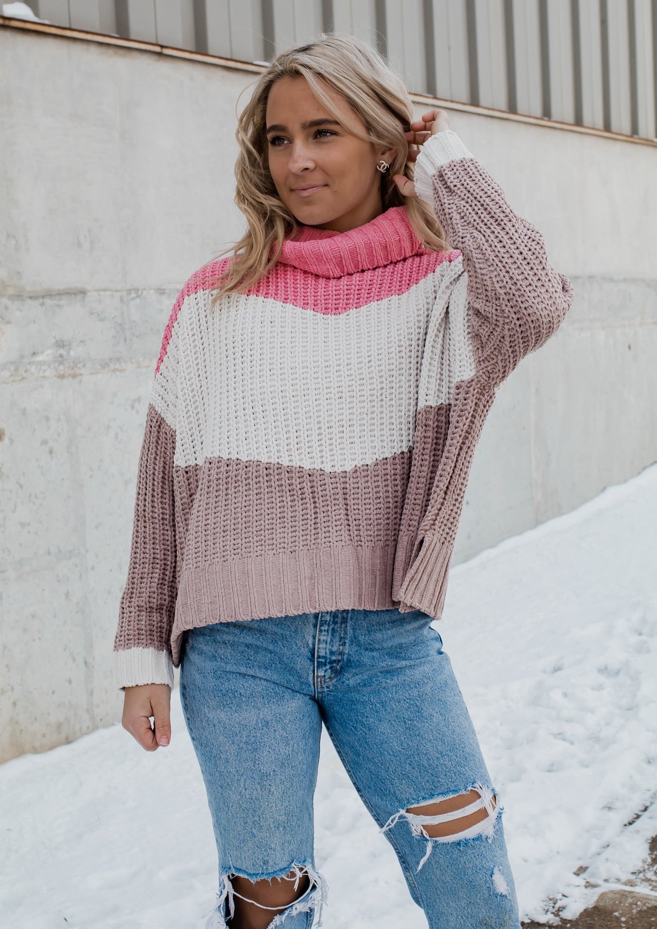 Picture Me Perfect Turtle Neck Knit Sweater - Bubblegum