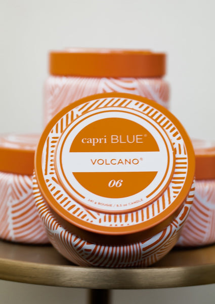 Volcano Tangerine Printed Travel Tin 8.5 oz - Capri Blue