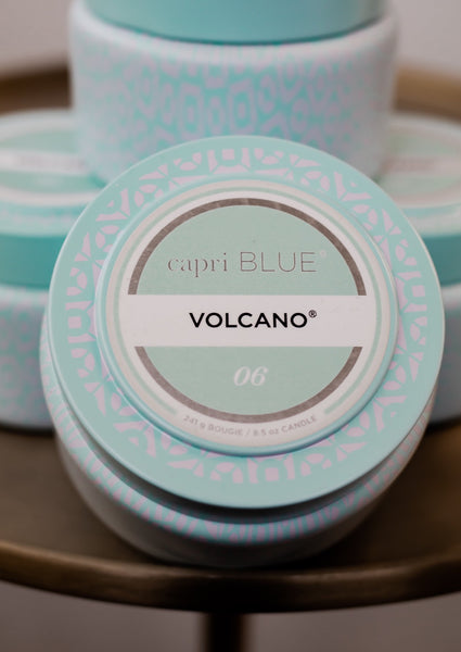 Volcano Aqua Printed Travel Tin  8.5 oz - Capri Blue
