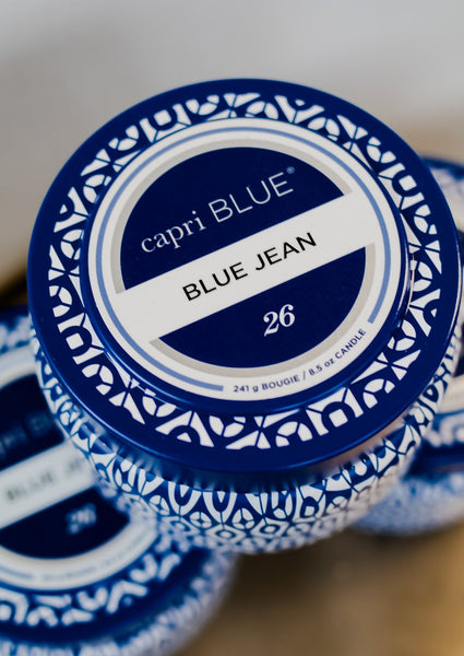 Blue Jean Printed Travel Tin, 8.5oz - Capri Blue