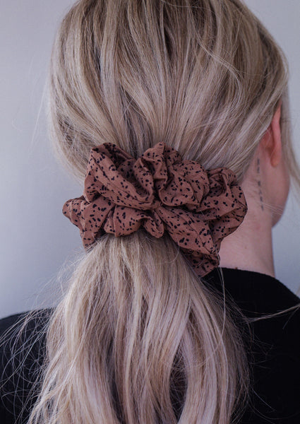 Brown Dotted Jumbo Scrunchie